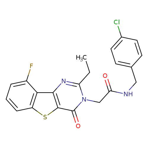 N-[(4-chlorophenyl)methyl]-2-{4-ethyl-13-fluoro-6-oxo-8-thia-3,5-diazatricyclo[7.4.0.0^{2,7}]trideca-1(13),2(7),3,9,11-pentaen-5-yl}acetamide