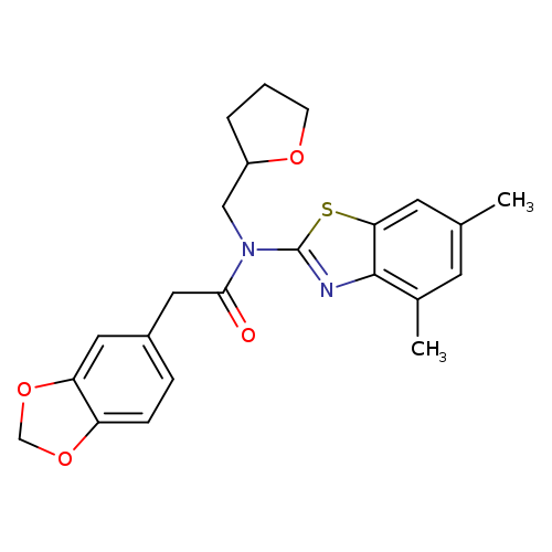 2-(2H-1,3-benzodioxol-5-yl)-N-(4,6-dimethyl-1,3-benzothiazol-2-yl)-N-[(oxolan-2-yl)methyl]acetamide