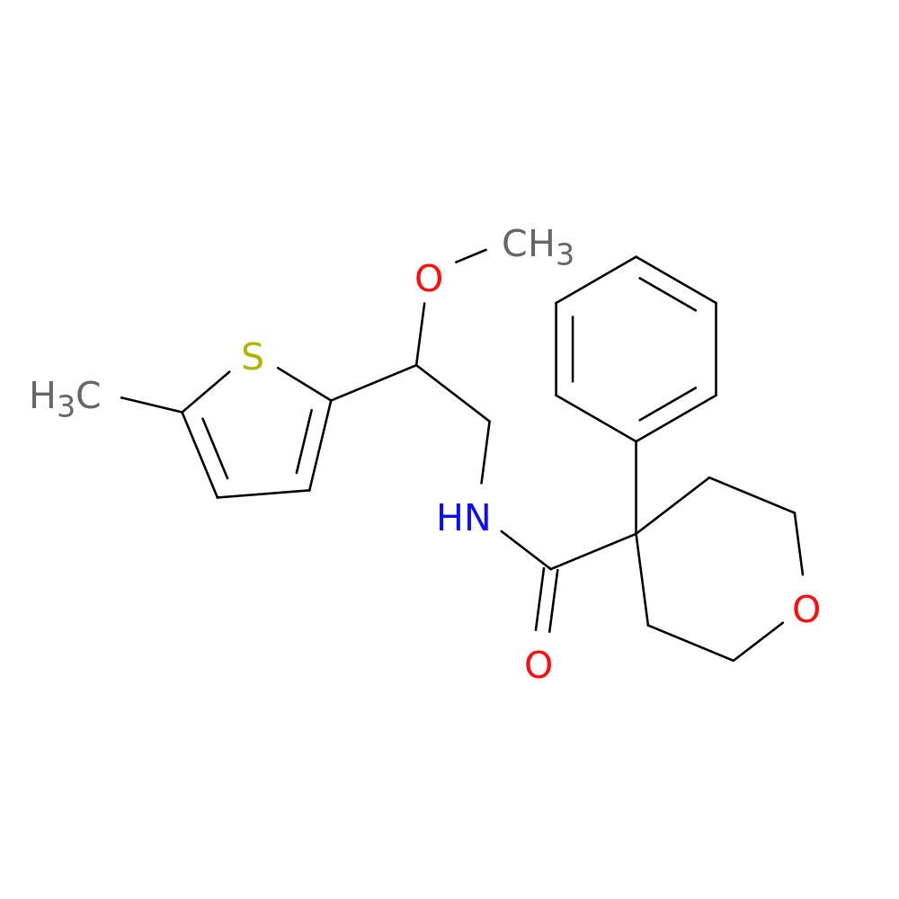 N-[2-methoxy-2-(5-methylthiophen-2-yl)ethyl]-4-phenyloxane-4-carboxamide
