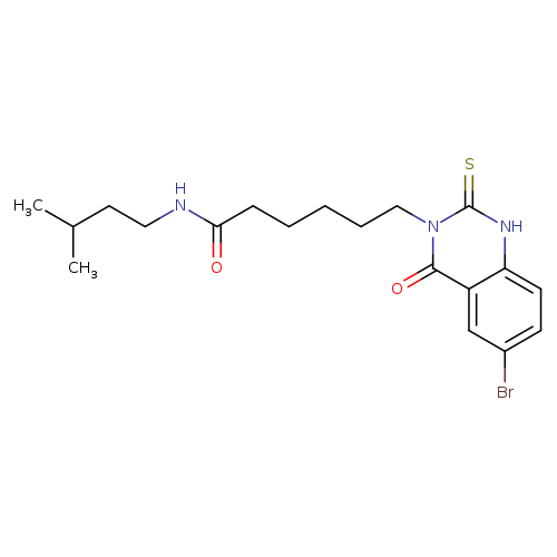 6-(6-bromo-4-oxo-2-sulfanylidene-1,2,3,4-tetrahydroquinazolin-3-yl)-N-(3-methylbutyl)hexanamide