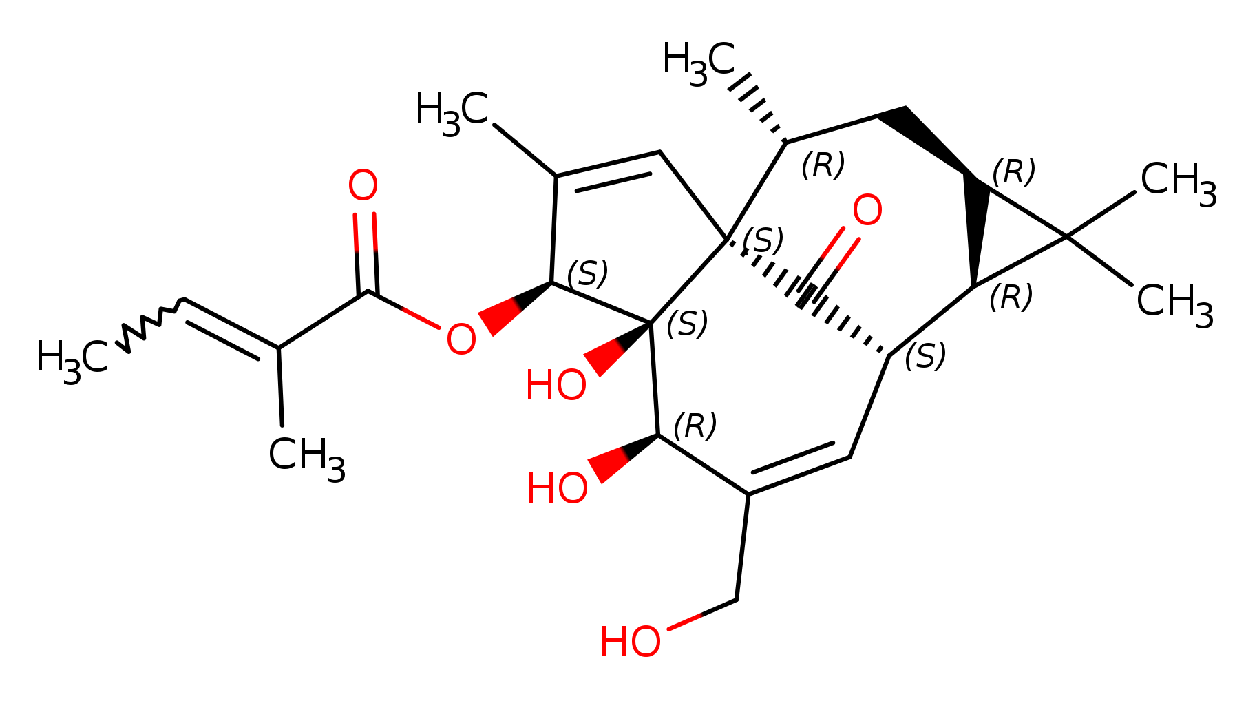 2-Butenoic acid, 2-methyl-, (1aR,2S,5R,5aS,6S,8aS,9R,10aR)-1a,2,5,5a,6,9,10,10a-octahydro-5,5a-dihydroxy-4-(hydroxymethyl)-1,1,7,9-tetramethyl-11-oxo-1H-2,8a-methanocyclopenta[a]cyclopropa[e]cyclodecen-6-yl ester, (2Z)-