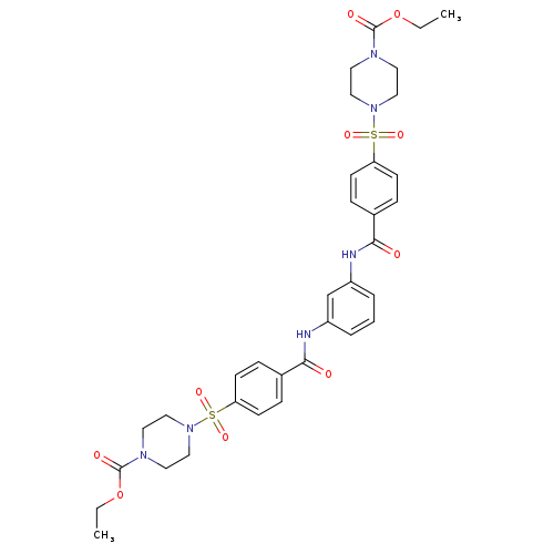 ethyl 4-(4-{[3-(4-{[4-(ethoxycarbonyl)piperazin-1-yl]sulfonyl}benzamido)phenyl]carbamoyl}benzenesulfonyl)piperazine-1-carboxylate