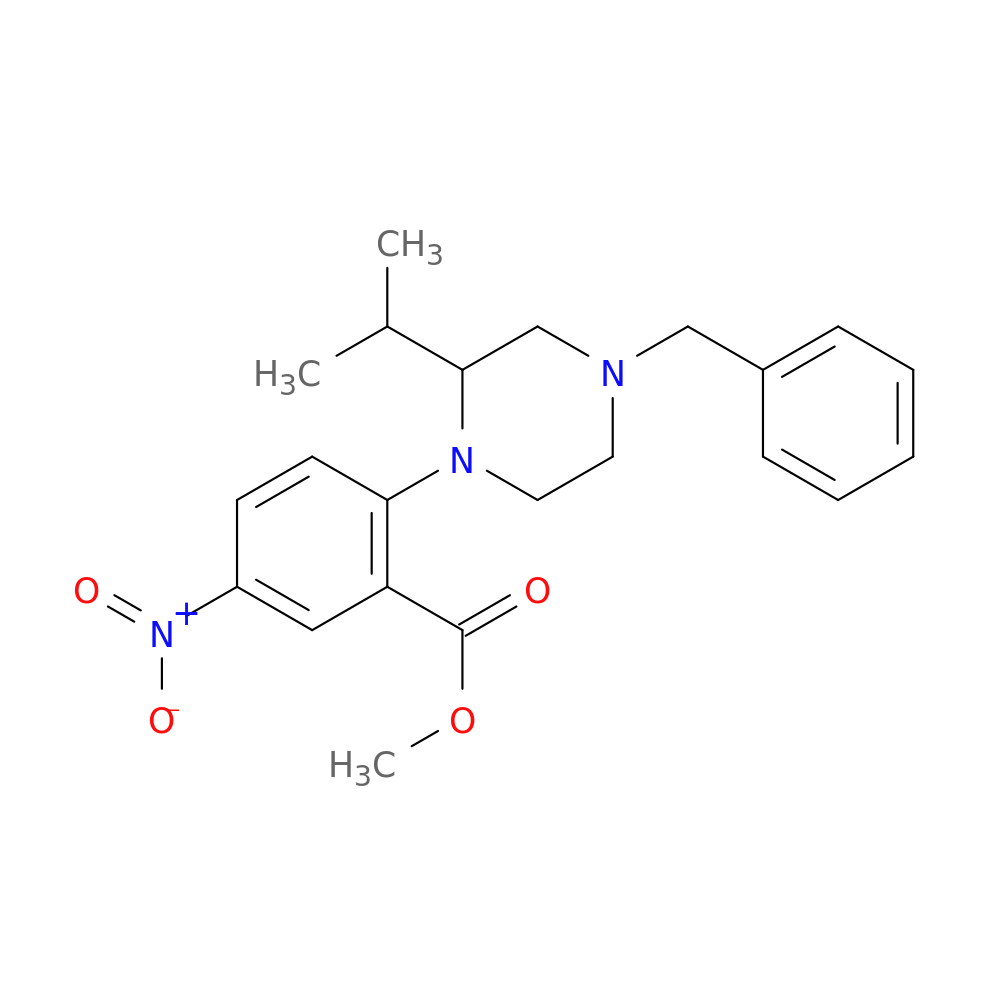 methyl 2-[4-benzyl-2-(propan-2-yl)piperazin-1-yl]-5-nitrobenzoate