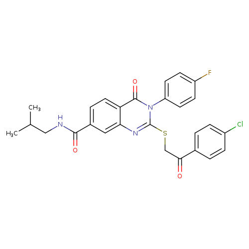 2-{[2-(4-chlorophenyl)-2-oxoethyl]sulfanyl}-3-(4-fluorophenyl)-N-(2-methylpropyl)-4-oxo-3,4-dihydroquinazoline-7-carboxamide