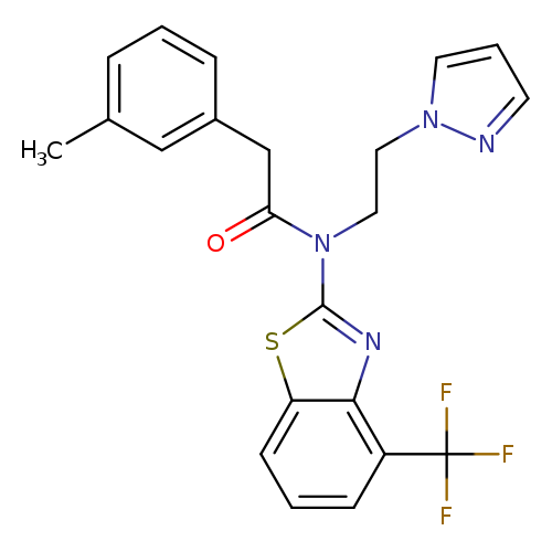 2-(3-methylphenyl)-N-[2-(1H-pyrazol-1-yl)ethyl]-N-[4-(trifluoromethyl)-1,3-benzothiazol-2-yl]acetamide