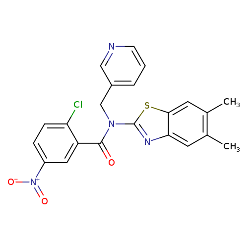2-chloro-N-(5,6-dimethyl-1,3-benzothiazol-2-yl)-5-nitro-N-[(pyridin-3-yl)methyl]benzamide