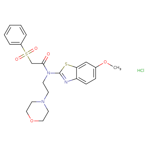 2-(benzenesulfonyl)-N-(6-methoxy-1,3-benzothiazol-2-yl)-N-[2-(morpholin-4-yl)ethyl]acetamide hydrochloride
