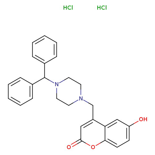 4-{[4-(diphenylmethyl)piperazin-1-yl]methyl}-6-hydroxy-2H-chromen-2-one dihydrochloride