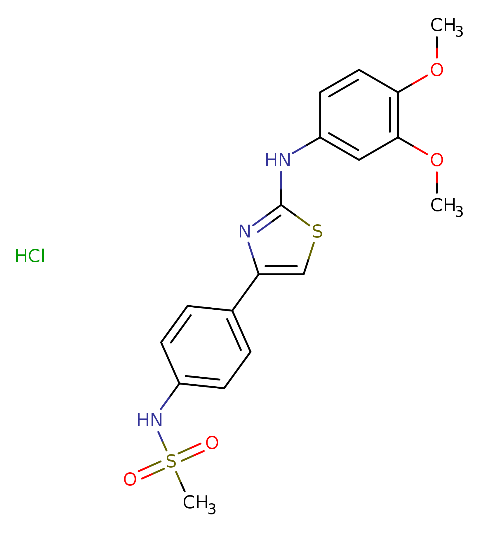 N-(4-{2-[(3,4-dimethoxyphenyl)amino]-1,3-thiazol-4-yl}phenyl)methanesulfonamide hydrochloride