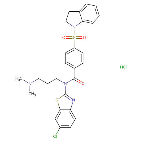 N-(6-chloro-1,3-benzothiazol-2-yl)-4-(2,3-dihydro-1H-indole-1-sulfonyl)-N-[3-(dimethylamino)propyl]benzamide hydrochloride