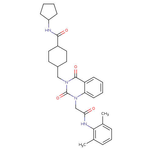 N-cyclopentyl-4-[(1-{[(2,6-dimethylphenyl)carbamoyl]methyl}-2,4-dioxo-1,2,3,4-tetrahydroquinazolin-3-yl)methyl]cyclohexane-1-carboxamide