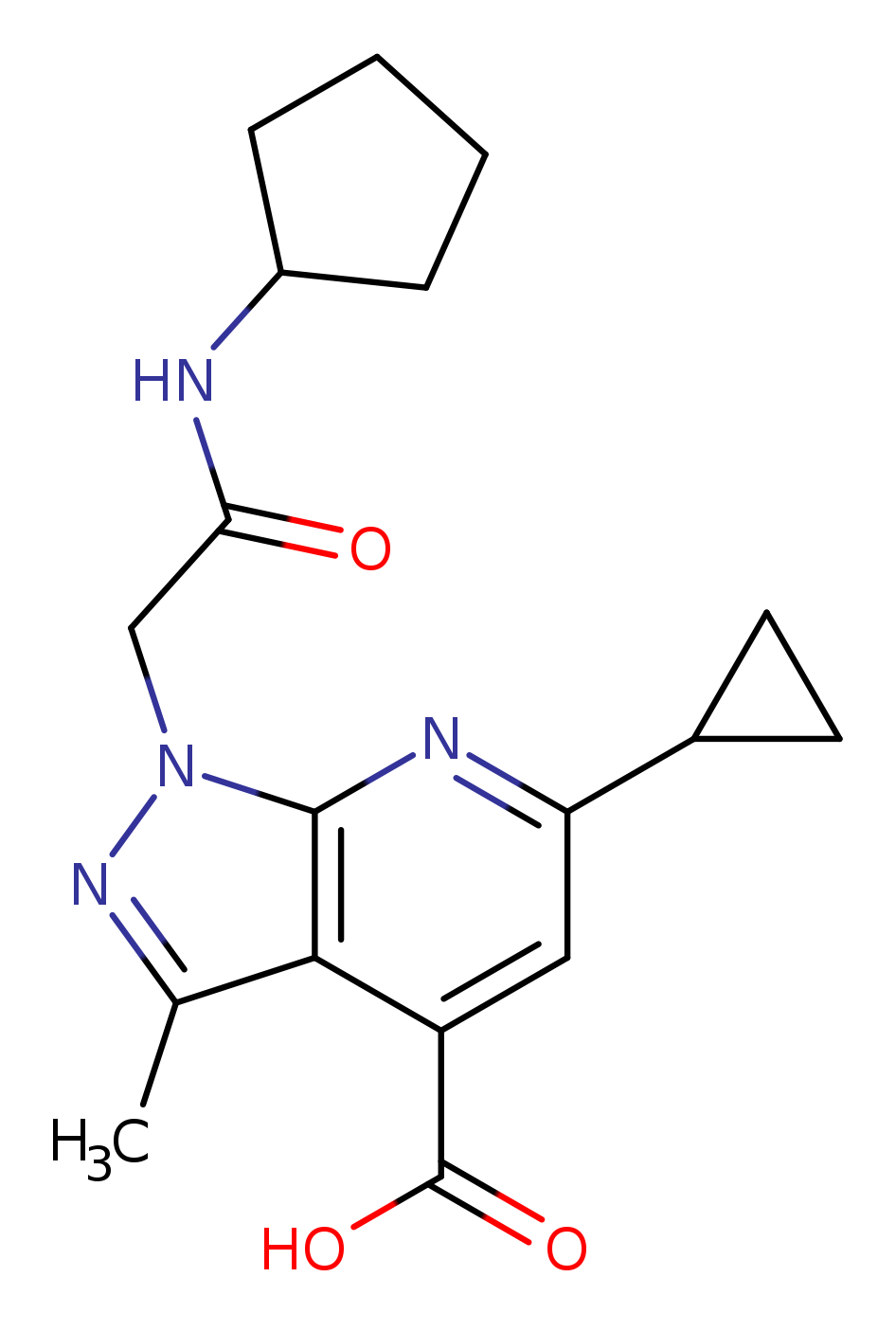 1-[(cyclopentylcarbamoyl)methyl]-6-cyclopropyl-3-methyl-1H-pyrazolo[3,4-b]pyridine-4-carboxylic acid