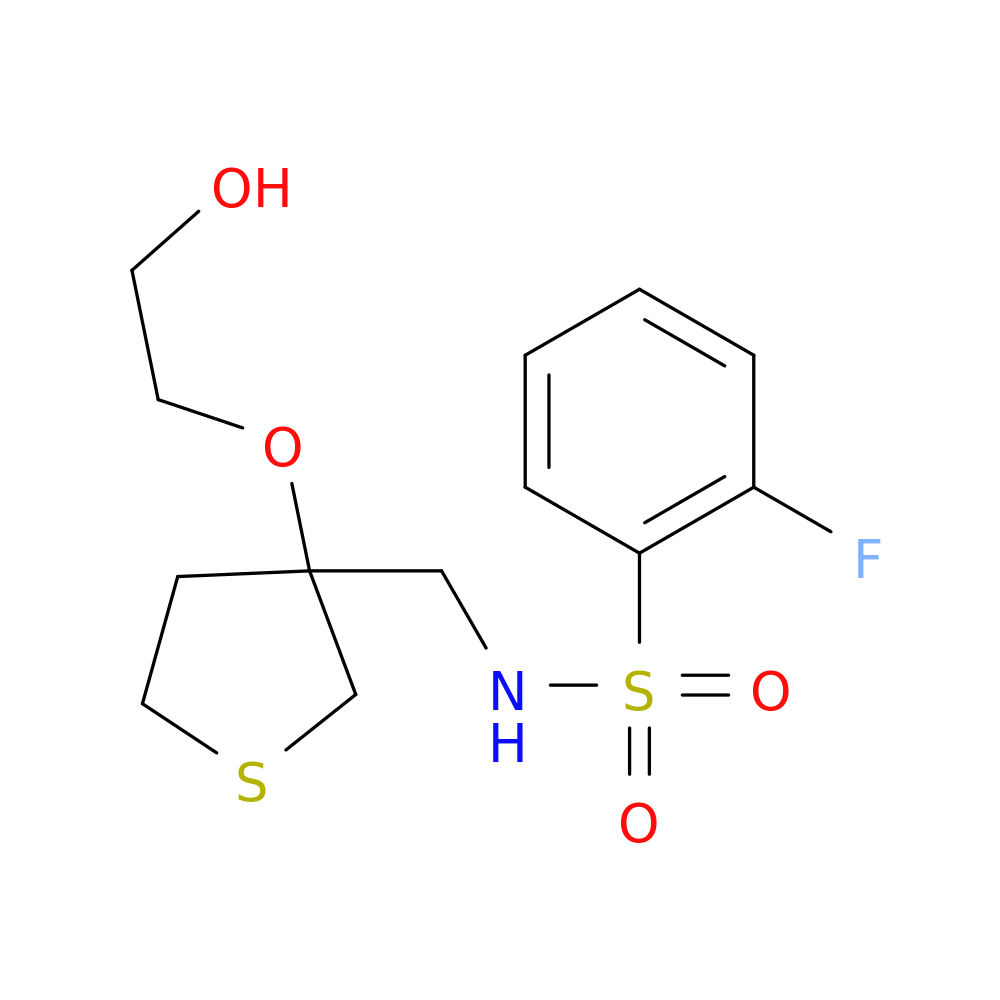 2-fluoro-N-{[3-(2-hydroxyethoxy)thiolan-3-yl]methyl}benzene-1-sulfonamide