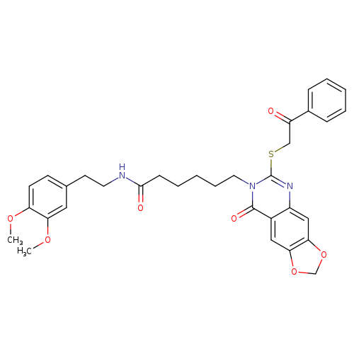 N-[2-(3,4-dimethoxyphenyl)ethyl]-6-{8-oxo-6-[(2-oxo-2-phenylethyl)sulfanyl]-2H,7H,8H-[1,3]dioxolo[4,5-g]quinazolin-7-yl}hexanamide