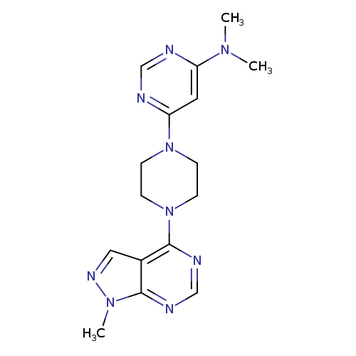 N,N-dimethyl-6-(4-{1-methyl-1H-pyrazolo[3,4-d]pyrimidin-4-yl}piperazin-1-yl)pyrimidin-4-amine