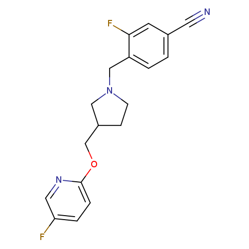 3-fluoro-4-[(3-{[(5-fluoropyridin-2-yl)oxy]methyl}pyrrolidin-1-yl)methyl]benzonitrile