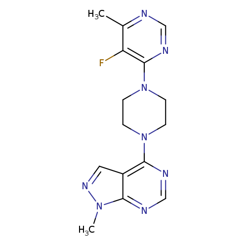 5-fluoro-4-methyl-6-(4-{1-methyl-1H-pyrazolo[3,4-d]pyrimidin-4-yl}piperazin-1-yl)pyrimidine