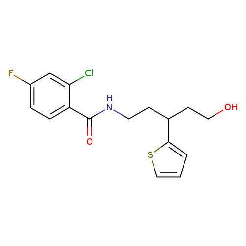 2-chloro-4-fluoro-N-[5-hydroxy-3-(thiophen-2-yl)pentyl]benzamide