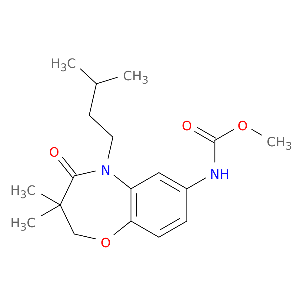 methyl N-[3,3-dimethyl-5-(3-methylbutyl)-4-oxo-2,3,4,5-tetrahydro-1,5-benzoxazepin-7-yl]carbamate