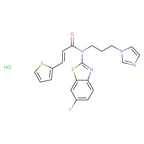 (2E)-N-(6-fluoro-1,3-benzothiazol-2-yl)-N-[3-(1H-imidazol-1-yl)propyl]-3-(thiophen-2-yl)prop-2-enamide hydrochloride