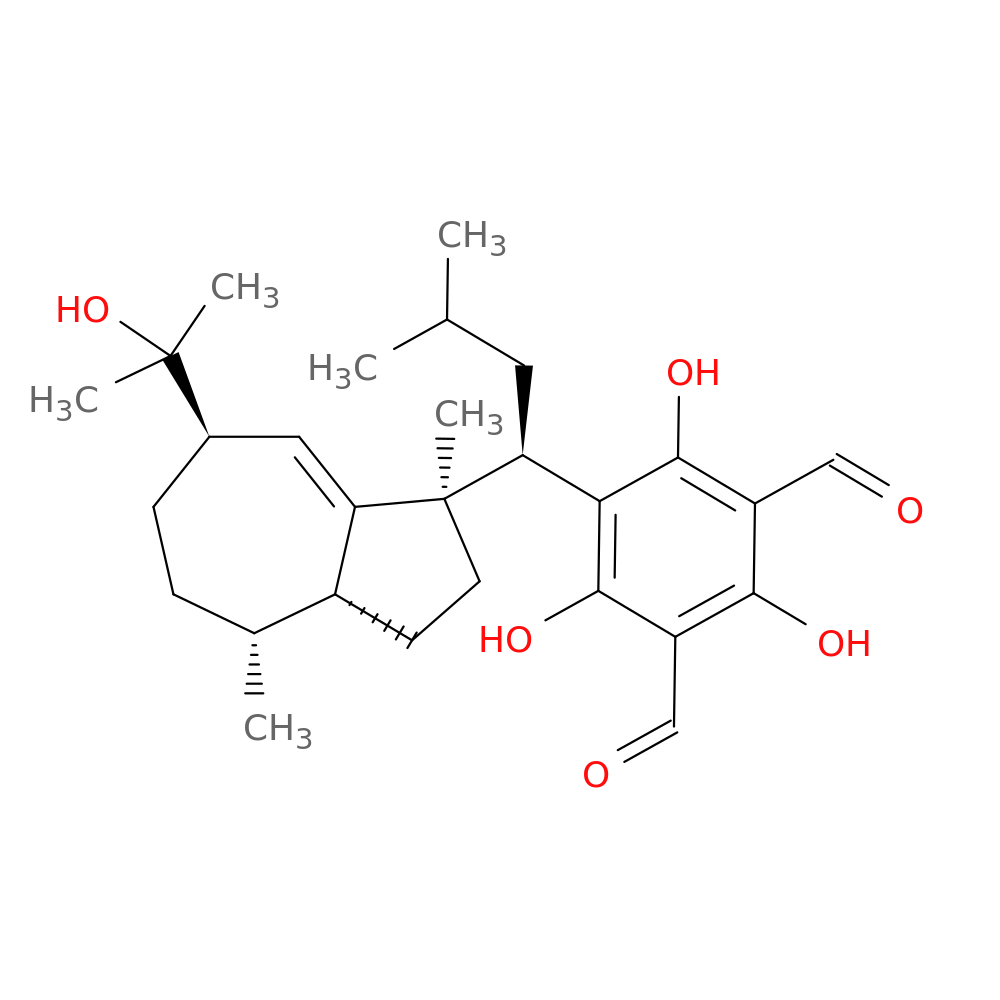 2,4,6-Trihydroxy-5-[(1R)-3-methyl-1-[(1R,3aR,4R,7R)-1,2,3,3a,4,5,6,7-octahydro-7-(1-hydroxy-1-methylethyl)-1,4-dimethyl-1-azulenyl]butyl]-1,3-benzenedicarboxaldehyde
