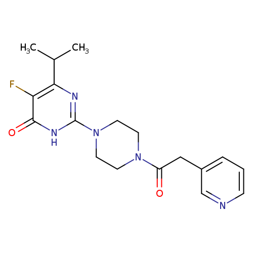 5-fluoro-6-(propan-2-yl)-2-{4-[2-(pyridin-3-yl)acetyl]piperazin-1-yl}-3,4-dihydropyrimidin-4-one