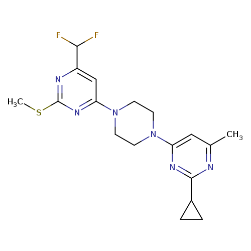 2-cyclopropyl-4-{4-[6-(difluoromethyl)-2-(methylsulfanyl)pyrimidin-4-yl]piperazin-1-yl}-6-methylpyrimidine