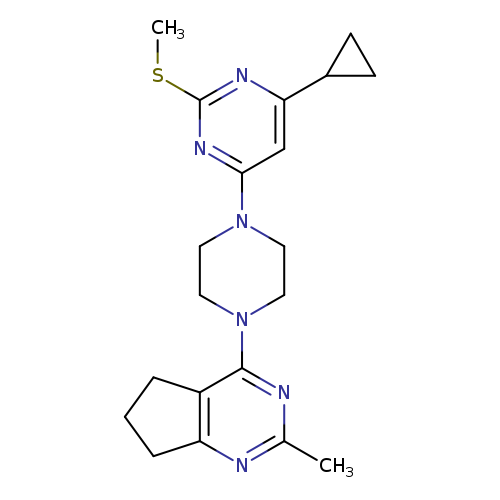 4-cyclopropyl-6-(4-{2-methyl-5H,6H,7H-cyclopenta[d]pyrimidin-4-yl}piperazin-1-yl)-2-(methylsulfanyl)pyrimidine