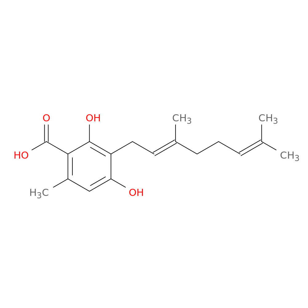 3-[(2E)-3,7-dimethyl-2,6-octadien-1-yl]-2,4-dihydroxy-6-methyl-benzoicacid