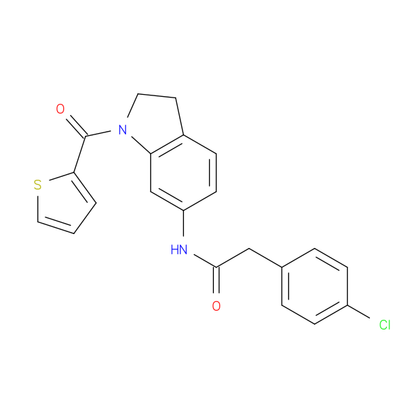 2-(4-chlorophenyl)-N-[1-(thiophene-2-carbonyl)-2,3-dihydro-1H-indol-6-yl]acetamide