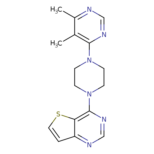 4,5-dimethyl-6-(4-{thieno[3,2-d]pyrimidin-4-yl}piperazin-1-yl)pyrimidine