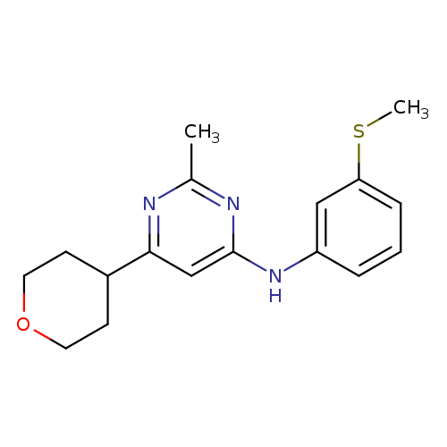2-methyl-N-[3-(methylsulfanyl)phenyl]-6-(oxan-4-yl)pyrimidin-4-amine