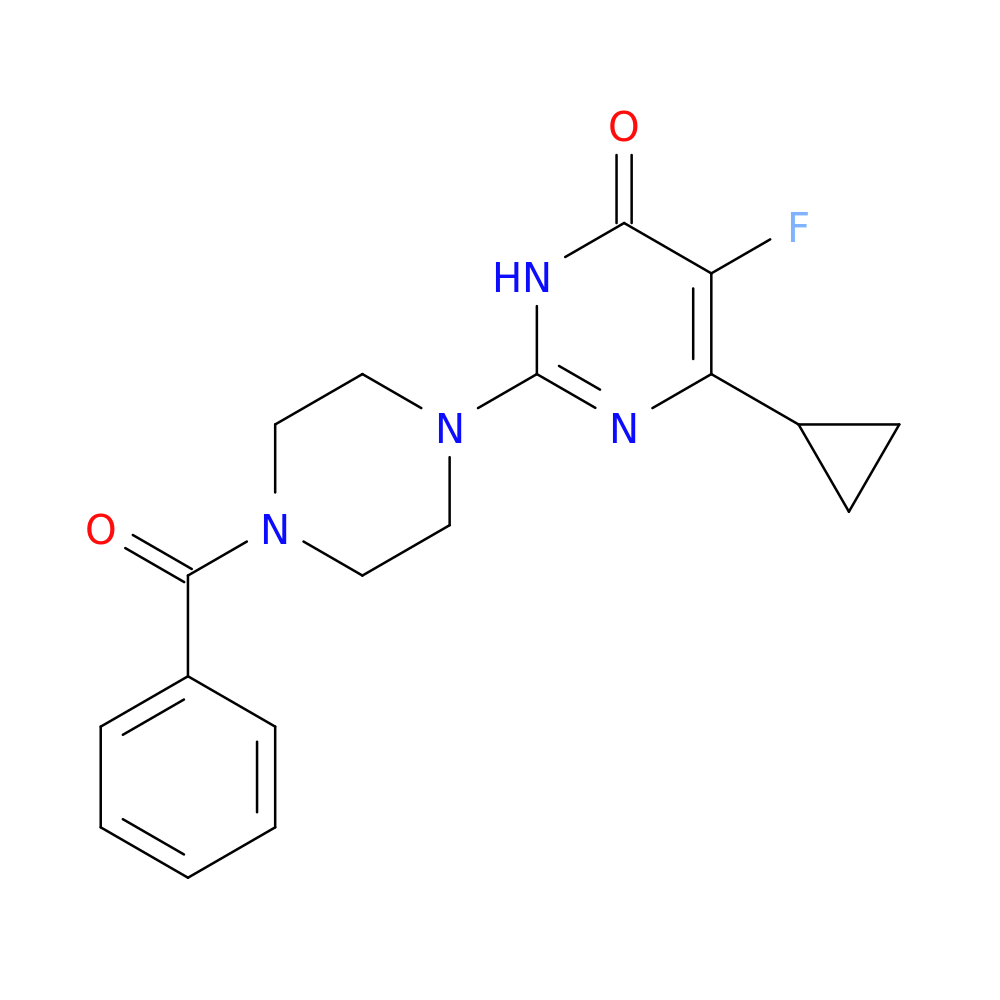2-(4-benzoylpiperazin-1-yl)-6-cyclopropyl-5-fluoro-3,4-dihydropyrimidin-4-one