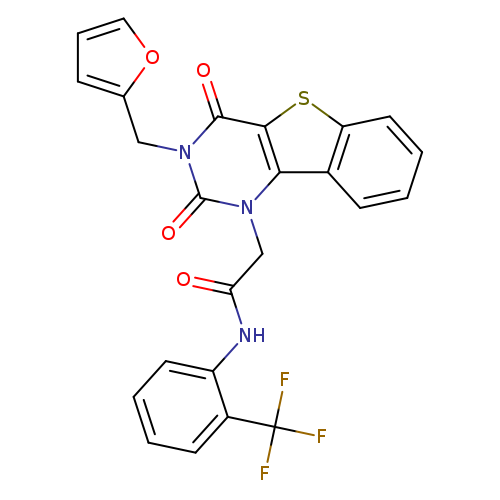 2-{5-[(furan-2-yl)methyl]-4,6-dioxo-8-thia-3,5-diazatricyclo[7.4.0.0^{2,7}]trideca-1(9),2(7),10,12-tetraen-3-yl}-N-[2-(trifluoromethyl)phenyl]acetamide
