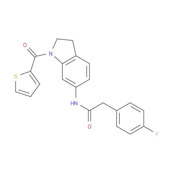 2-(4-fluorophenyl)-N-[1-(thiophene-2-carbonyl)-2,3-dihydro-1H-indol-6-yl]acetamide