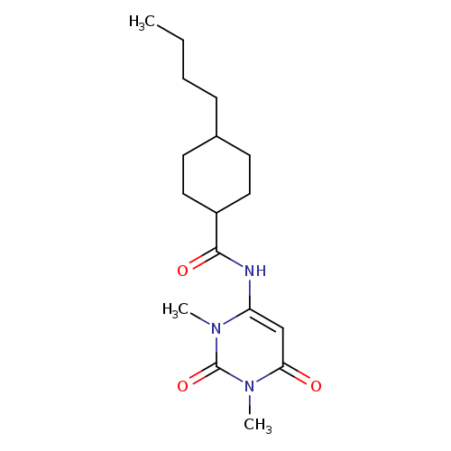 4-butyl-N-(1,3-dimethyl-2,6-dioxo-1,2,3,6-tetrahydropyrimidin-4-yl)cyclohexane-1-carboxamide