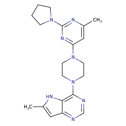 4-methyl-6-(4-{6-methyl-5H-pyrrolo[3,2-d]pyrimidin-4-yl}piperazin-1-yl)-2-(pyrrolidin-1-yl)pyrimidine
