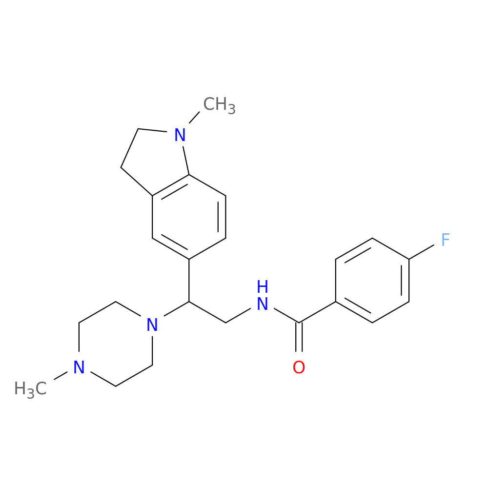 4-fluoro-N-[2-(1-methyl-2,3-dihydro-1H-indol-5-yl)-2-(4-methylpiperazin-1-yl)ethyl]benzamide