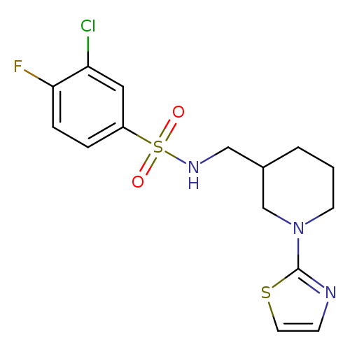 3-chloro-4-fluoro-N-{[1-(1,3-thiazol-2-yl)piperidin-3-yl]methyl}benzene-1-sulfonamide