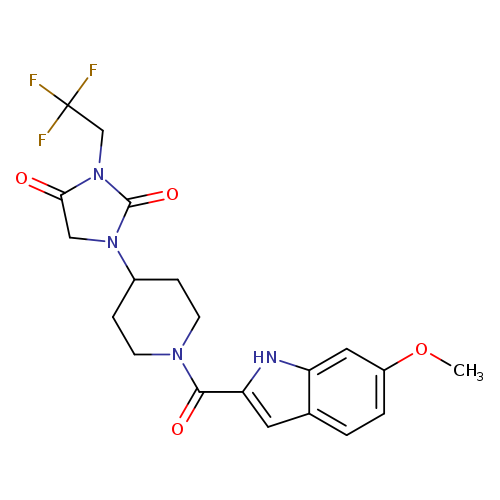 1-[1-(6-methoxy-1H-indole-2-carbonyl)piperidin-4-yl]-3-(2,2,2-trifluoroethyl)imidazolidine-2,4-dione