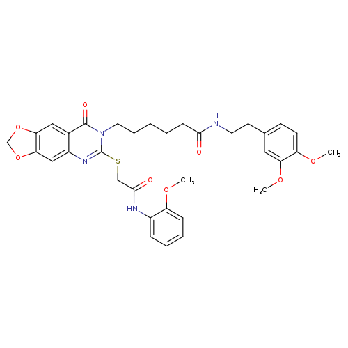 N-[2-(3,4-dimethoxyphenyl)ethyl]-6-[6-({[(2-methoxyphenyl)carbamoyl]methyl}sulfanyl)-8-oxo-2H,7H,8H-[1,3]dioxolo[4,5-g]quinazolin-7-yl]hexanamide