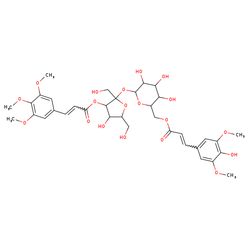 (2S,3S,4R,5R)-4-Hydroxy-2,5-bis(hydroxymethyl)-2-(((2R,3R,4S,5S,6R)-3,4,5-trihydroxy-6-((((E)-3-(4-hydroxy-3,5-dimethoxyphenyl)acryloyl)oxy)methyl)tetrahydro-2H-pyran-2-yl)oxy)tetrahydrofuran-3-yl (E)-3-(3,4,5-trimethoxyphenyl)acrylate