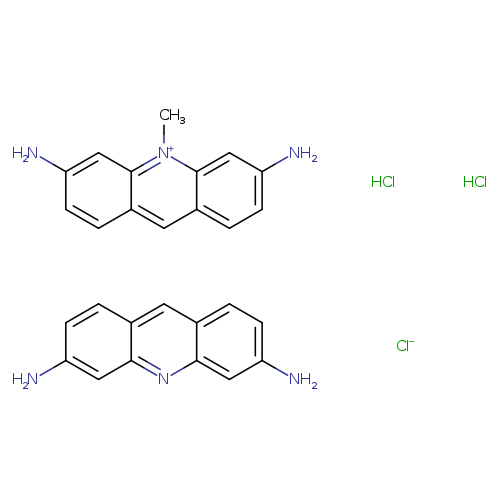 Acridinium, 3,6-diamino-10-methyl-, chloride, monohydrochloride, mixt.with 3,6-acridinediamine dihydrochlorideOTHER CA INDEX NAMES:3,6-Acridinediamine, dihydrochloride, mixt. contg.