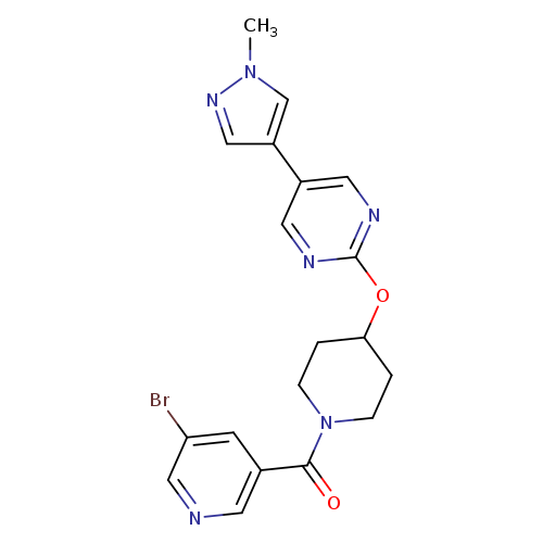 2-{[1-(5-bromopyridine-3-carbonyl)piperidin-4-yl]oxy}-5-(1-methyl-1H-pyrazol-4-yl)pyrimidine