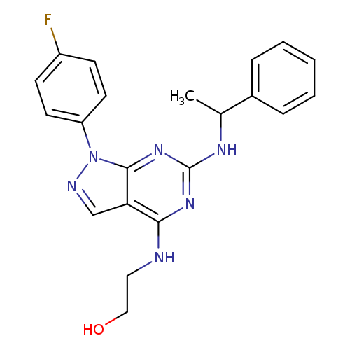 2-{[1-(4-fluorophenyl)-6-[(1-phenylethyl)amino]-1H-pyrazolo[3,4-d]pyrimidin-4-yl]amino}ethan-1-ol
