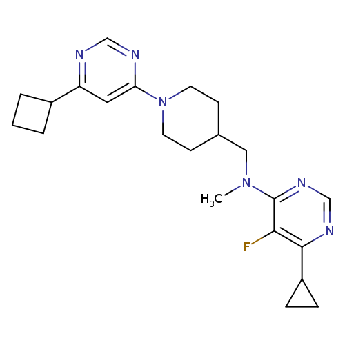N-{[1-(6-cyclobutylpyrimidin-4-yl)piperidin-4-yl]methyl}-6-cyclopropyl-5-fluoro-N-methylpyrimidin-4-amine