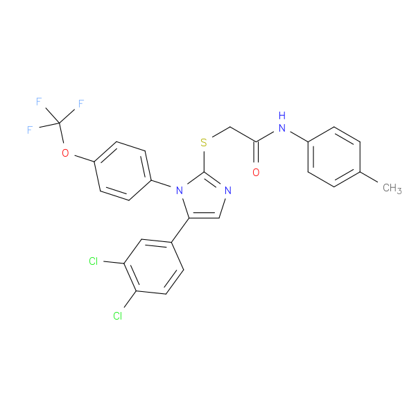 2-{[5-(3,4-dichlorophenyl)-1-[4-(trifluoromethoxy)phenyl]-1H-imidazol-2-yl]sulfanyl}-N-(4-methylphenyl)acetamide