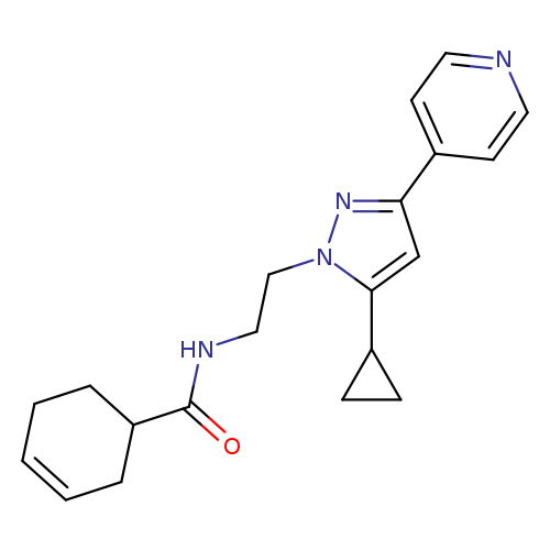 N-{2-[5-cyclopropyl-3-(pyridin-4-yl)-1H-pyrazol-1-yl]ethyl}cyclohex-3-ene-1-carboxamide