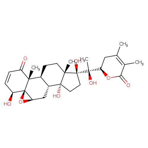 5β,6β-epoxy-4β,14,17α,20,22R-pentahydroxy-1-oxo-ergosta-2,24-dien-26-oic acid, ẟ-lactone
