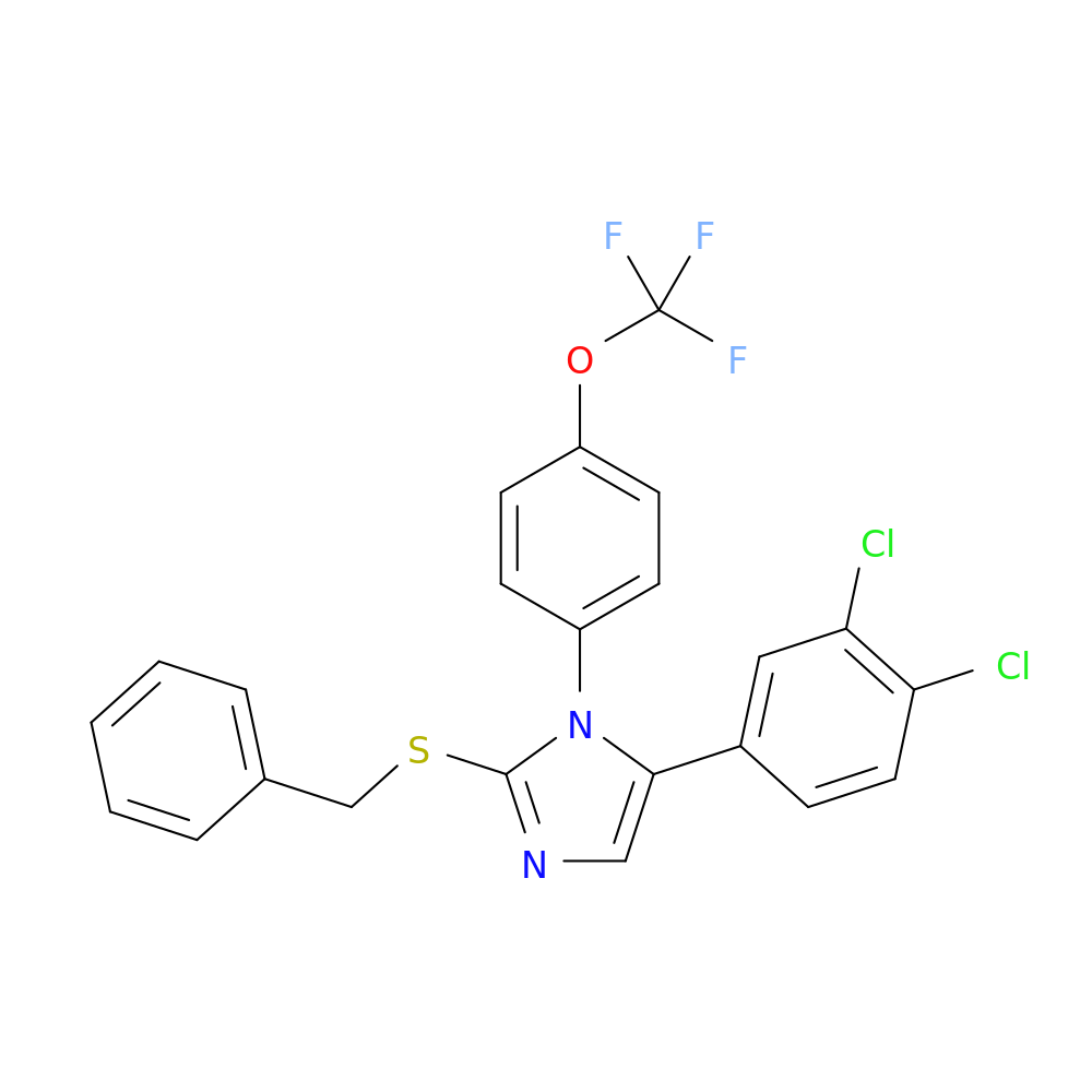 2-(benzylsulfanyl)-5-(3,4-dichlorophenyl)-1-[4-(trifluoromethoxy)phenyl]-1H-imidazole